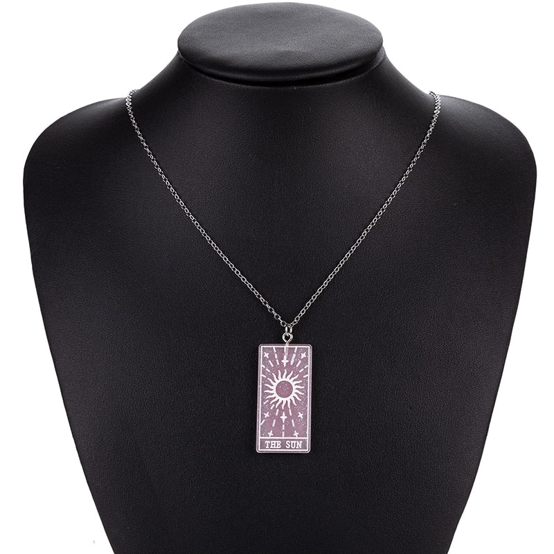 Multicolor Sun Tarot Resin Necklace