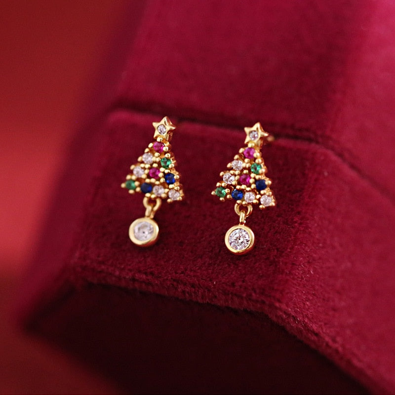 Colorful Christmas Tree Charm Earrings