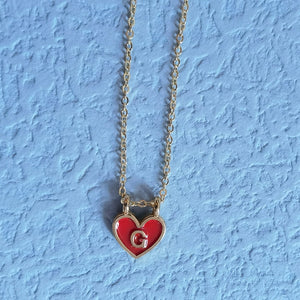 Enamel Heart Initial Necklace