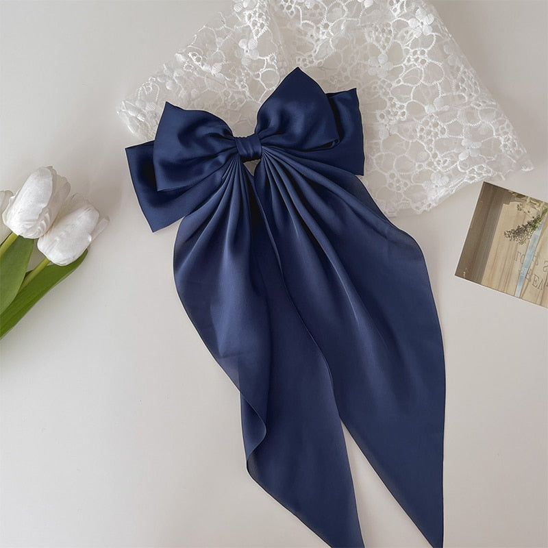 Long Satin Hair Bow