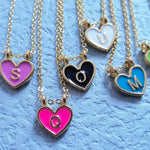 Load image into Gallery viewer, Enamel Heart Initial Necklace
