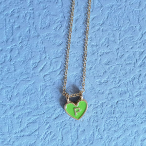 Enamel Heart Initial Necklace