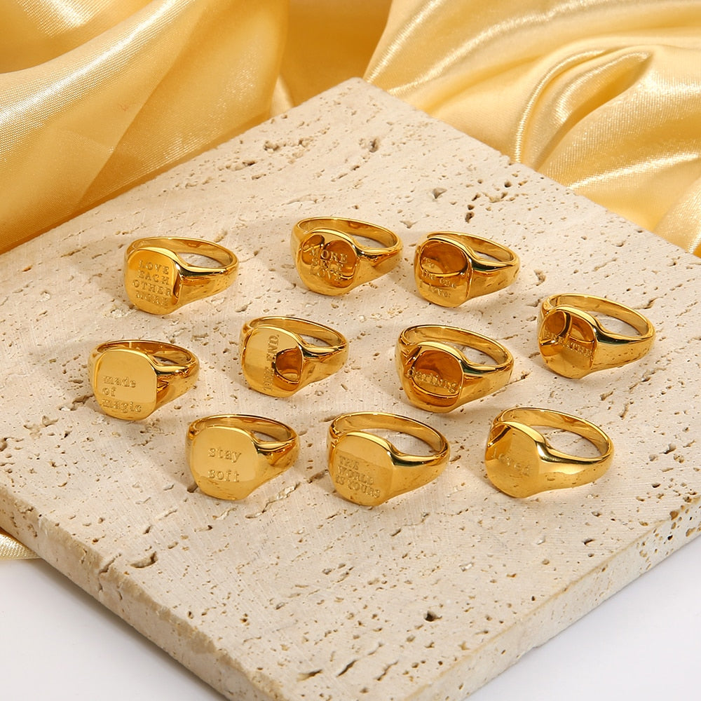 Wrder Rings Engraved Words Square Ring – Ever Adorned