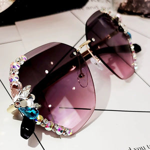 Vintage Rimless Jewel Studded Sunglasses
