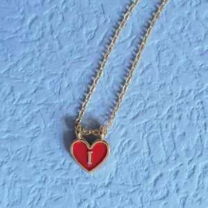 Enamel Heart Initial Necklace