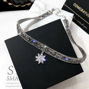 Crystal Flower Pendant Choker