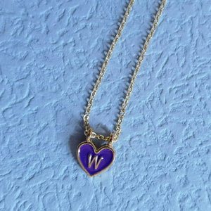 Enamel Heart Initial Necklace