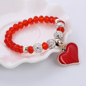 Crystal Heart Beaded Bracelet