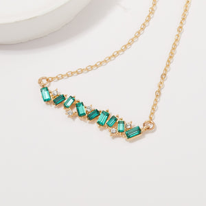 Green Baguette Chain Necklace