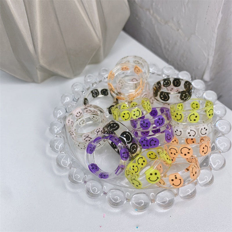 Transparent Acrylic Smiley Ring