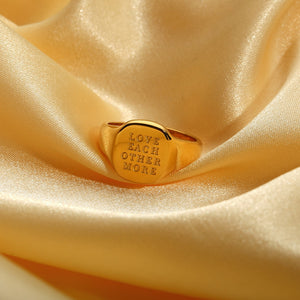 Engraved Words Square Ring