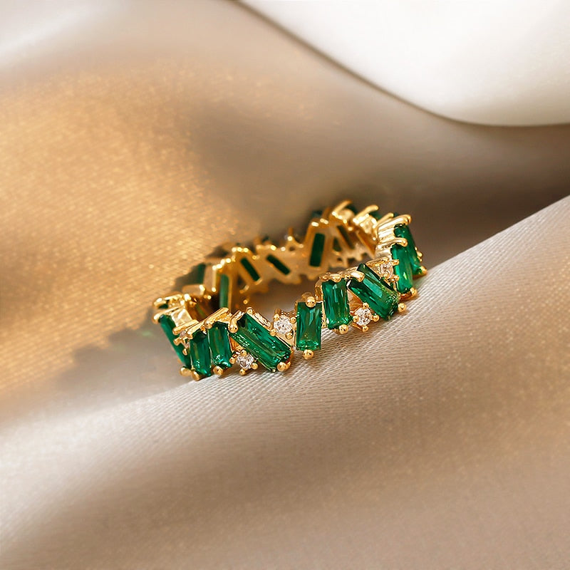 Luxury Green Baguette Ring