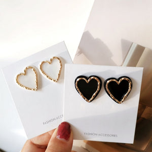 Geometric Resin Heart Stud Earrings