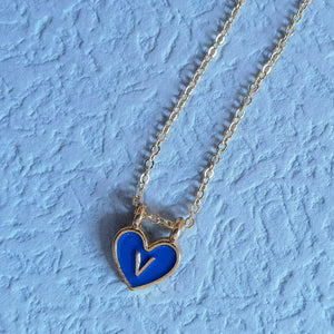 Enamel Heart Initial Necklace