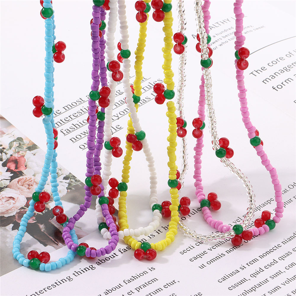 Cherry Beaded Choker Necklace