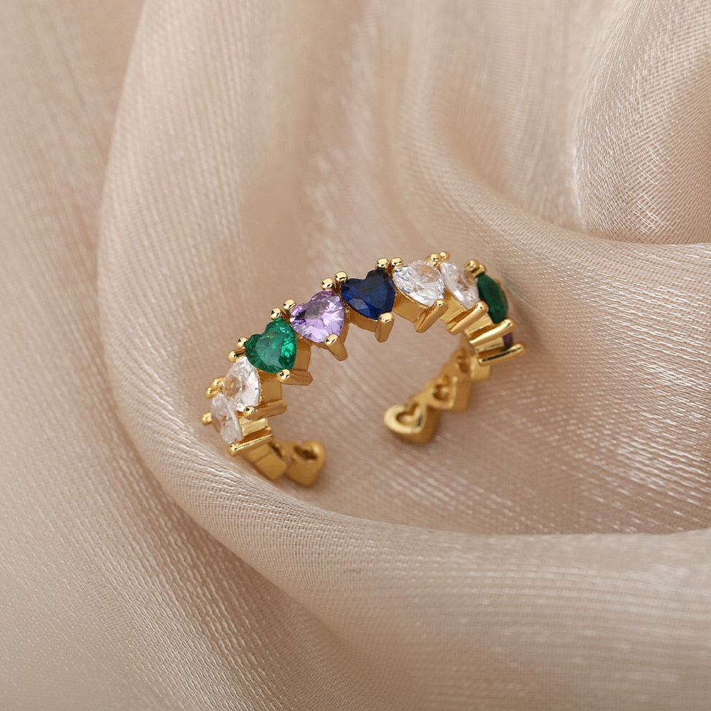 Line of Hearts Ring