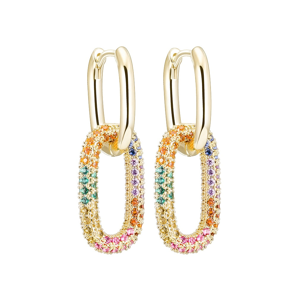 Colorful Crystal Chain Link Earrings