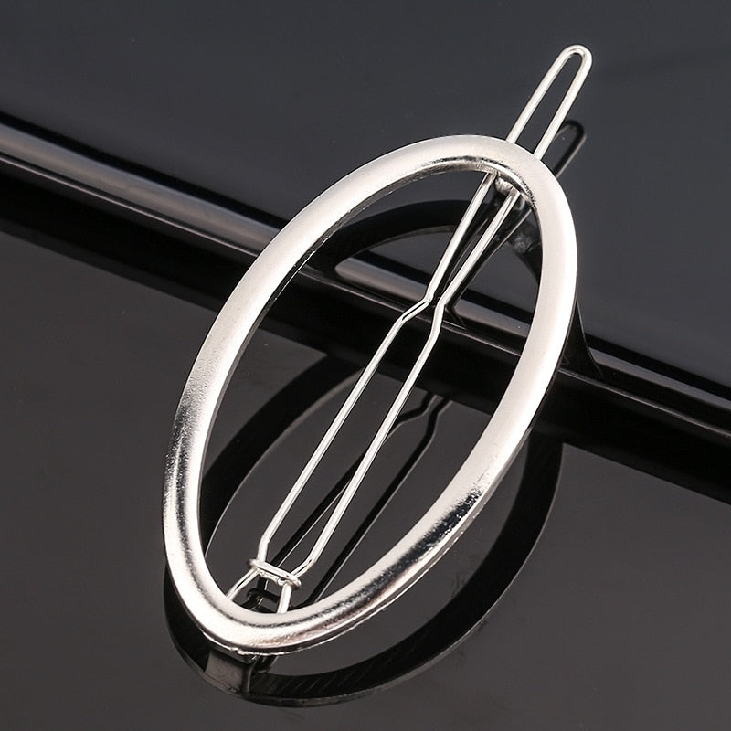 Silver Metal Geometric Hairpin