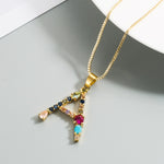 Load image into Gallery viewer, Colorful Crystal Initial Necklace
