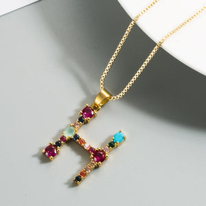 Colorful Crystal Initial Necklace