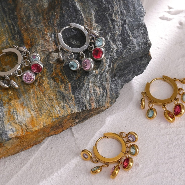 Crystal Huggie Hoops