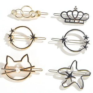 Silver Metal Geometric Hairpin