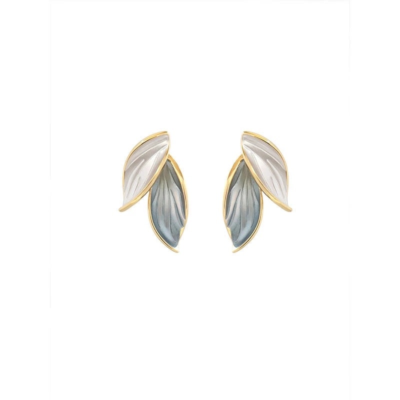 Grey Leaf Dangle Earrings