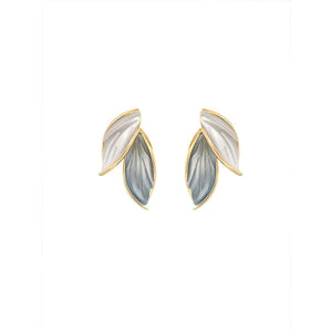 Grey Leaf Dangle Earrings