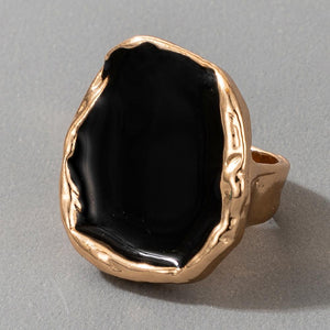Boho Black Stone Gold Ring