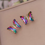 Load image into Gallery viewer, Rainbow Crystal Butterfly Stud Earrings
