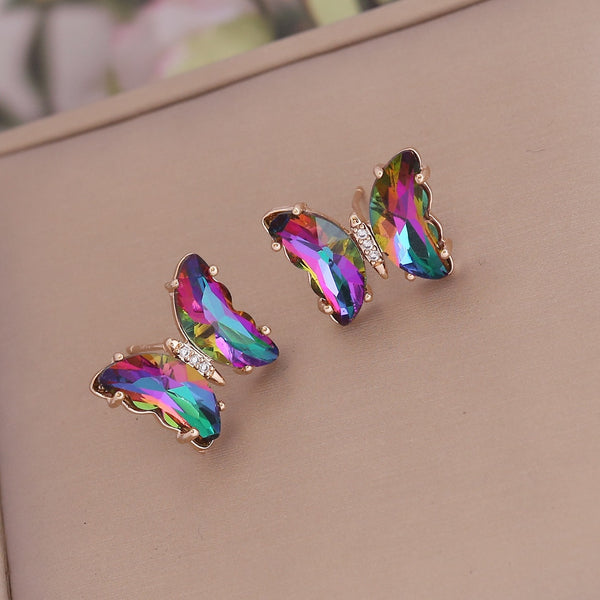 Rainbow Crystal Double Spike Hoops  Quinn Sharp Jewelry Designs