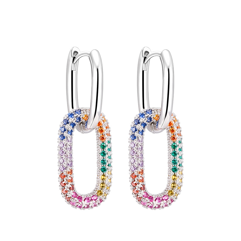 Colorful Crystal Chain Link Earrings