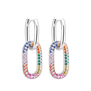 Colorful Crystal Chain Link Earrings
