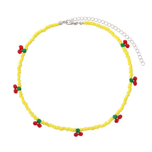 Cherry Beaded Choker Necklace