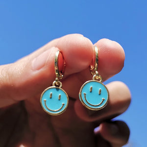 Colorful Enamel Smiley Face Earrings