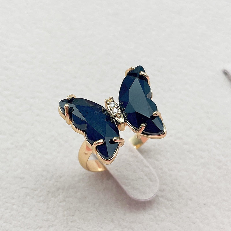 Colorful Crystal Butterfly Ring