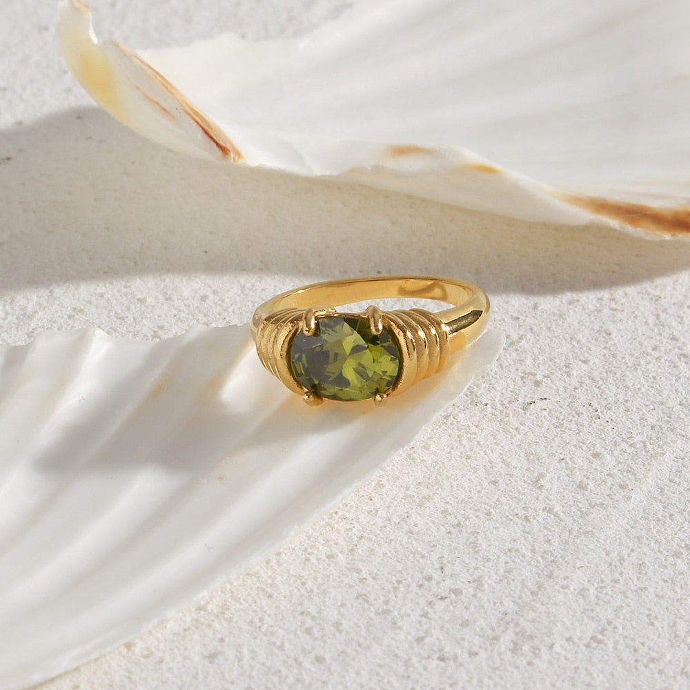 Oval Cut Crystal Ring
