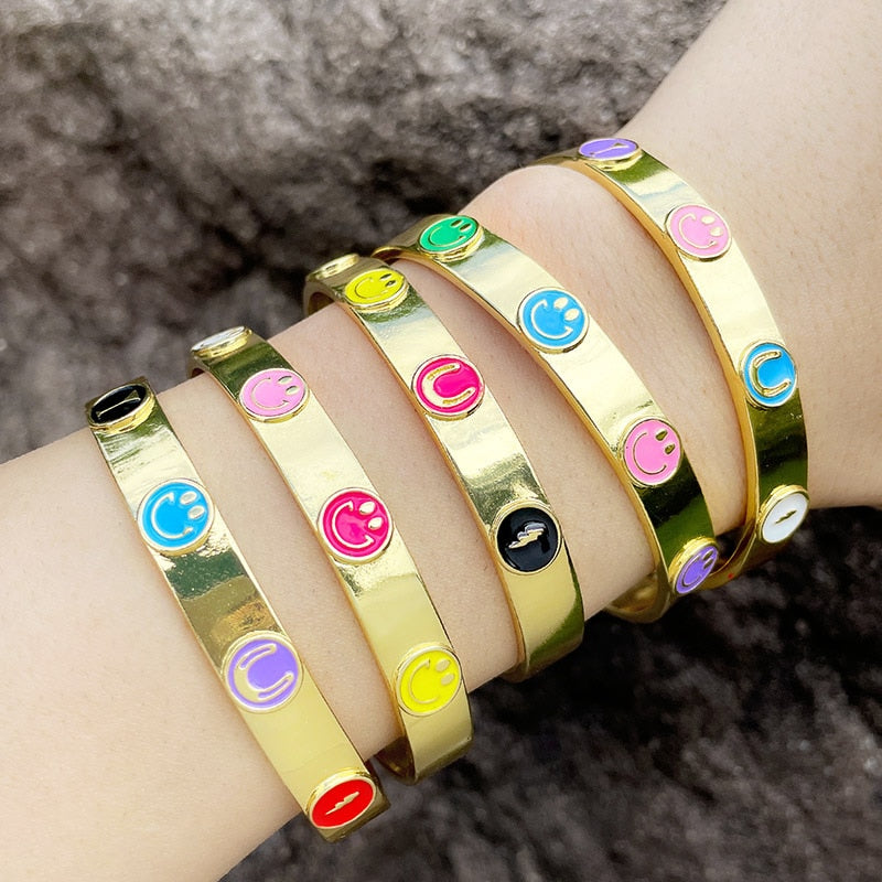Colorful Smiley Face Cuff Bracelet