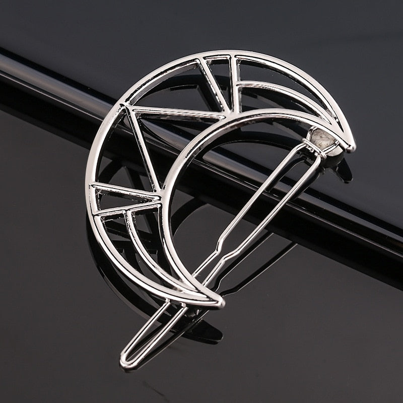 Silver Metal Geometric Hairpin