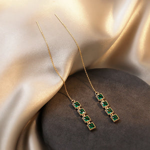 Luxury Green Square Drop Earrings