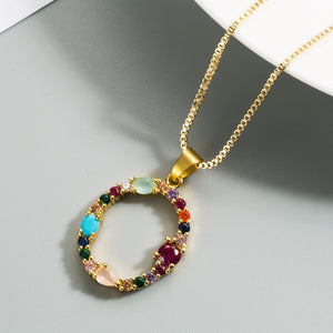 Colorful Crystal Initial Necklace