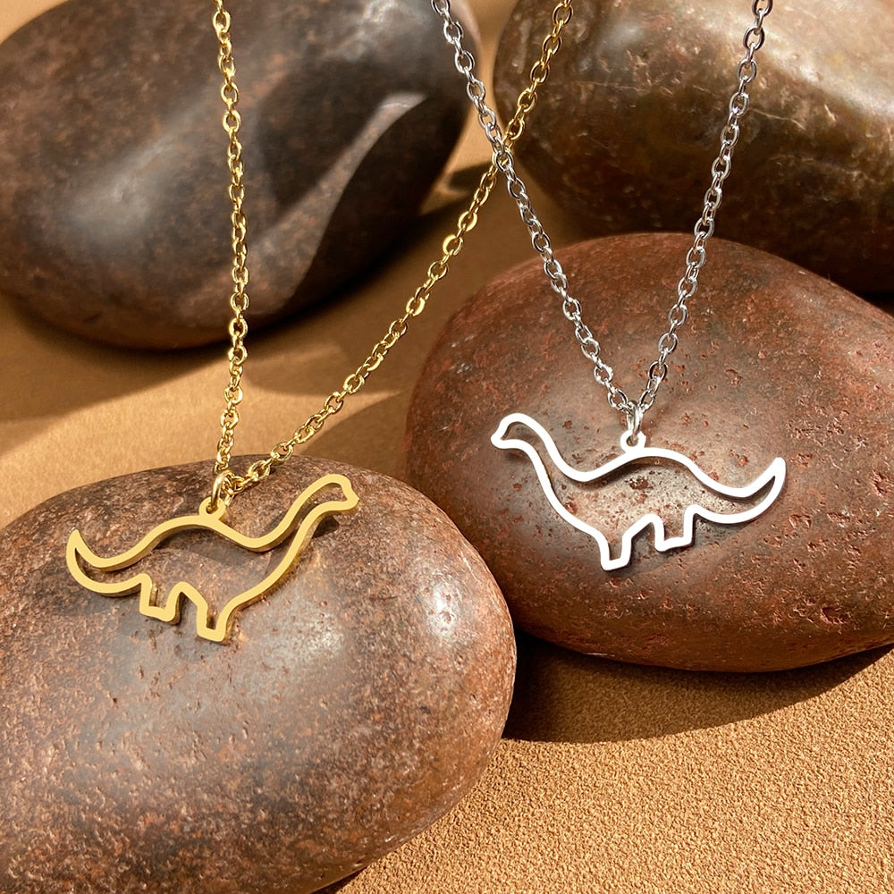 Tiny Dino Dainty Pendant Necklace