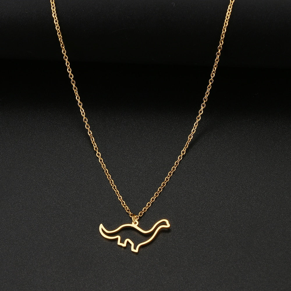 Tiny Dino Dainty Pendant Necklace
