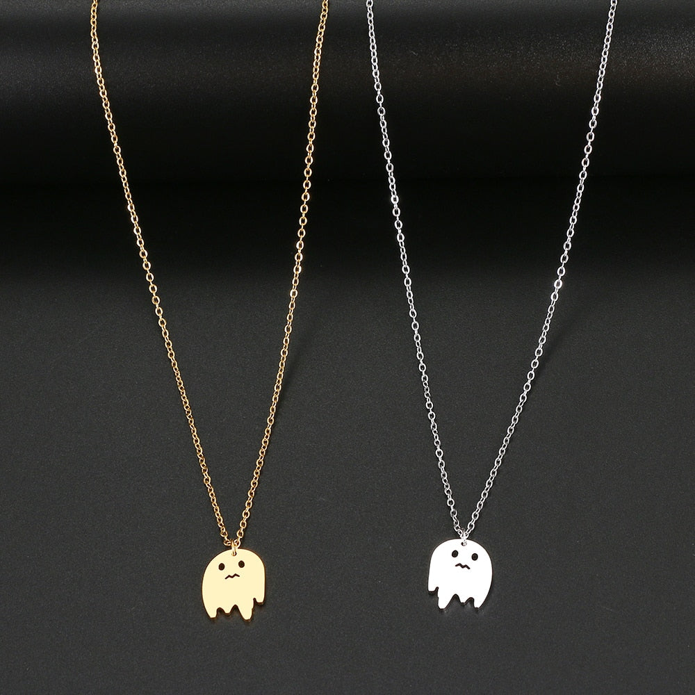 Tiny Ghost Dainty Pendant Necklace