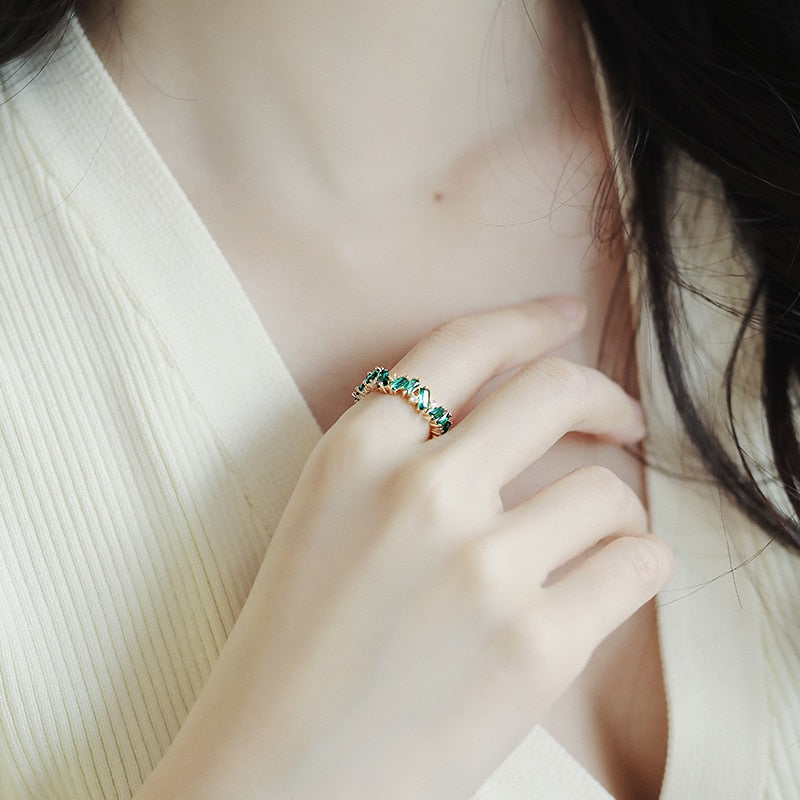 Luxury Green Baguette Ring