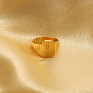 Engraved Words Square Ring