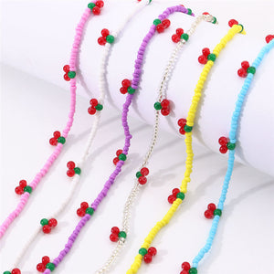 Cherry Beaded Choker Necklace