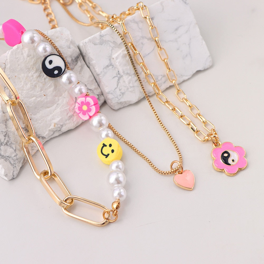 Multilayer Smiley Choker Necklace