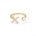 Load image into Gallery viewer, Adjustable Crystal Initial Ring
