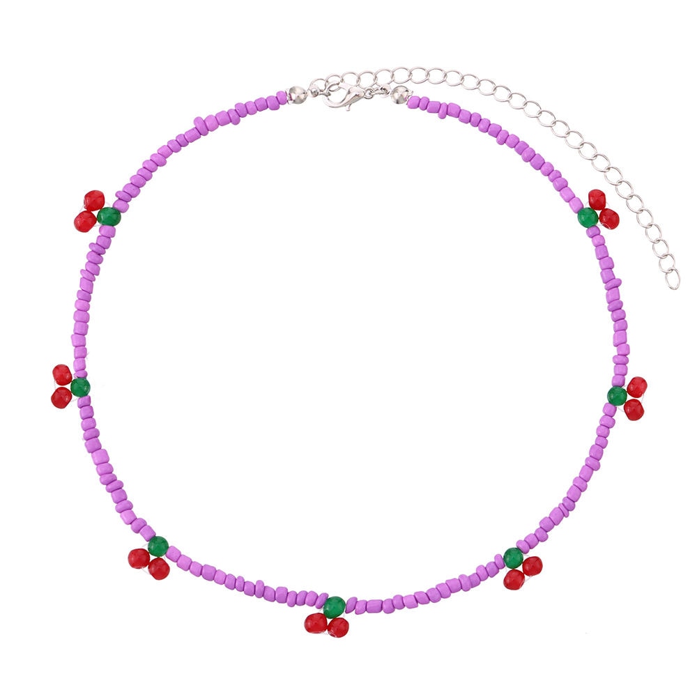 Cherry Beaded Choker Necklace